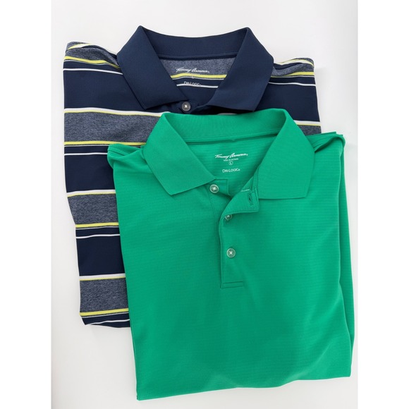 Tommy Armour Other - Tommy Armour Dri Logic Polo Lot of 2 Mens Lg Golf Performance Green Striped